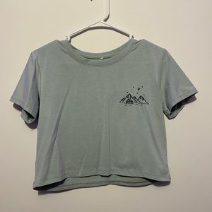 SHEIN blue-green crop top with mountain decal